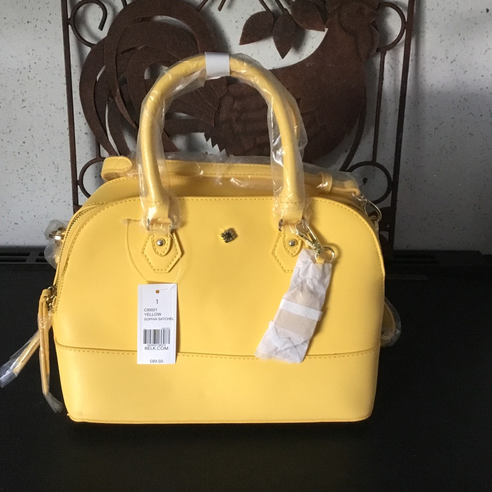 crown & ivy Yellow Dome Satchel